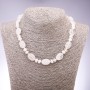 Necklace with natural crystal and white quartz – flat oval beads, 13×18 mm, rondelles 9×6 mm, length 45 cm