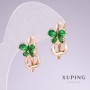 Xuping 18k Gold-Plated Earrings with Green Stones 20x11mm