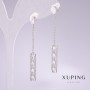 Xuping Rhodium-plated Earrings with White Stones and White Crystals 50x5mm