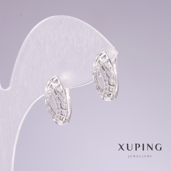 Xuping rhodium earrings with white crystals 15x8mm