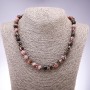 Rhodonite natural stone necklace with a faceted bead, 10 mm diameter, 45 cm length