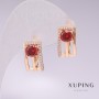 Discount! Xuping 18K Gold Plated Earrings with Red Stone and White Crystals 16x9mm