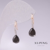 Earrings Xuping 18K Gold Plating, Rhodium Coating with Black Stones and White Rhinestones, 21x7mm