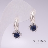 Xuping Rhodium Earrings with Blue Stones 21x10mm