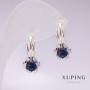 Xuping Rhodium Earrings with Blue Stones 21x10mm