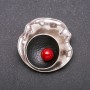 Brooch Accent Jug with red Mallorca pearl gray metal 44x42mm