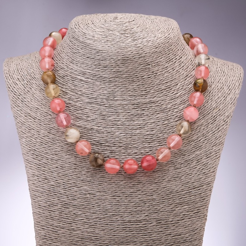 Chalcedony Necklace with Smooth Beads, 12mm Diameter, 45cm Length