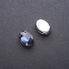 Sew-on crystal in cap setting, oval 10×14 mm blue
