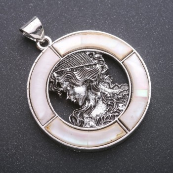 Pendant 'Buckwheat' with mother-of-pearl in bezel 45×57 mm