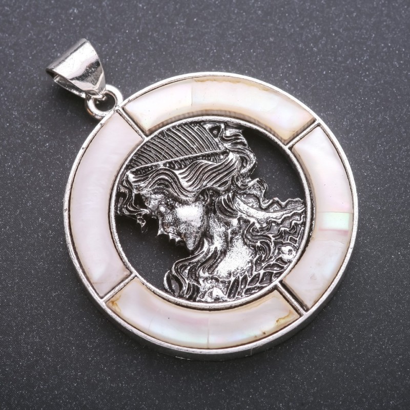 Pendant 'Buckwheat' with mother-of-pearl in bezel 45×57 mm