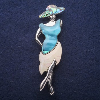 Brooch-Pendant 'Lady with Pearl and Chalcedony' 80x30 mm +