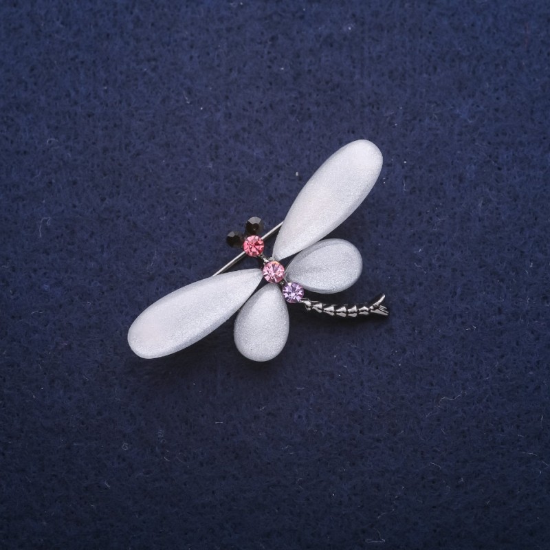 White Dragonfly Brooch 45x25 mm