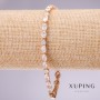 Xuping Bracelet with White Stones, 4mm Thick, 18-20 cm Length, Gold Plated with Extender Chain