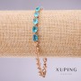Xuping Bracelet with Blue Gemstones, 5mm Thick, 17–20 cm Length, Gold Plated with Extender Chain