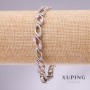 Xuping bracelet with pink stones, 9 mm thick, 17-19 cm long, rhodium-plated with extender chain