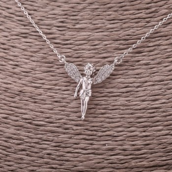 Xuping chain with Cupid pendant 20×20 mm, anchor chain, thickness 1.2 mm, length 45–48 cm, rhodium