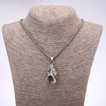 Pendant in punk goth style featuring a Wolf, 45×20 mm on a chain, length 65 cm