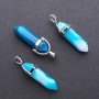 Blue Agate Hexagonal Pendant 8×35×40 mm