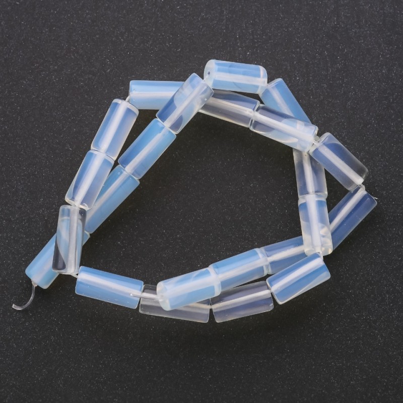 Moonstone Beads on Thread (Synthetic) Cylinder, diameter 8x16 mm + -, length 38 cm +