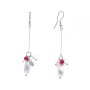 Drop Earrings with White and Red Beads Inspired by 'Pearls' and 'Coral' 65mm
