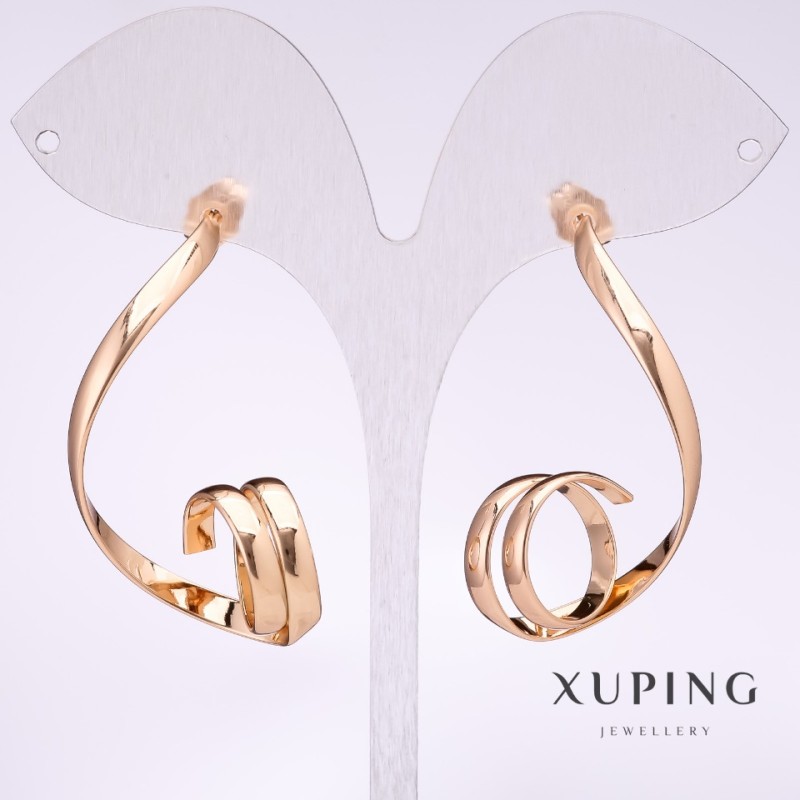 Sale! Xuping Swirl Earrings 45x8mm, Gold-Plated