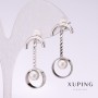 Xuping Earrings with White Majorca Bead 30x5mm Rhodium