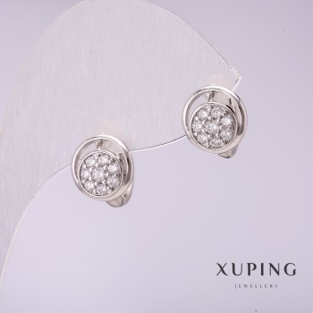 Xuping earrings with white crystals 10x12mm rhodium
