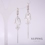 Discount! Xuping Earrings with White Stones, Rhodium 55x10mm