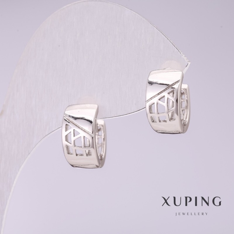 Xuping 12x7mm Rhodium Earrings