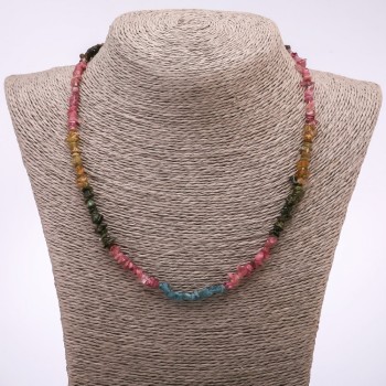 Tourmaline necklace with natural gemstone chips, 7×3 mm diameter, length 45 cm+-