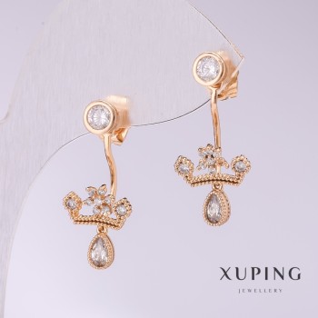 Xuping Earrings 'Crowns' with White Crystals