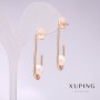 Xuping Earrings with White Mallorca Pearls, 34x8mm, 18K Gold Plated