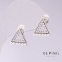 Xuping Earrings Triangles with White Mallorca Pearls 13x13 mm Rhodium-plated