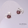 Xuping Heart Earrings with Red Stones 10×12mm Rhodium