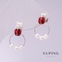 Xuping Ladybugs red enamel earrings 18x11mm rhodium