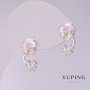 Xuping Butterfly Earrings with Multicolored Stones 15x9mm Rhodium-plated