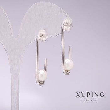 Xuping Earrings with White Mallorca Pearls
