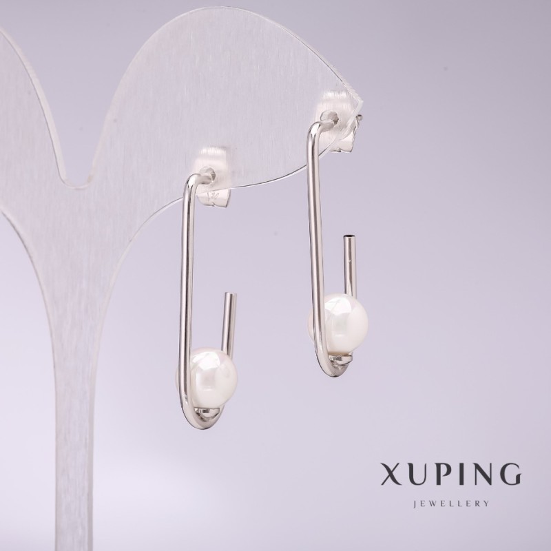 Xuping Earrings with White Mallorca Pearls