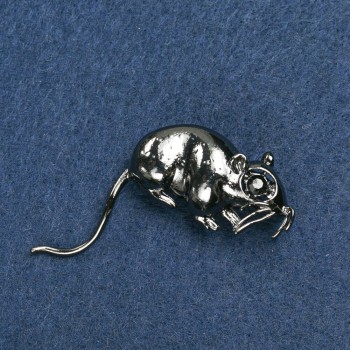 Sale! Clearance Brooch Year of the Rat 35×33 mm Dark Metal