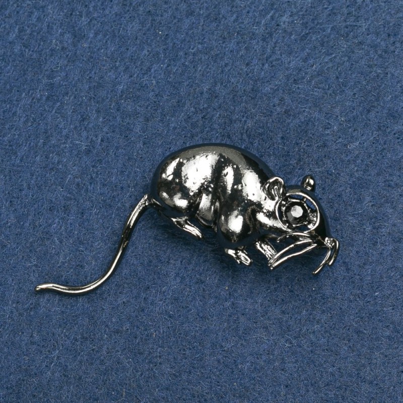 Sale! Clearance Brooch Year of the Rat 35×33 mm Dark Metal