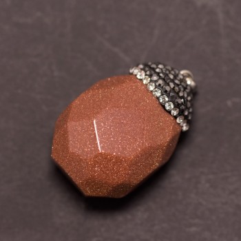 Pendant 'Acorn' from Aventurine 'Golden Sand' (synthetic) 24x36x40±mm