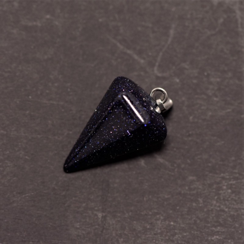 Aventurine Stone Pendant Pendulum 'Blue Sand' Cairo Night 14x22x30+-mm