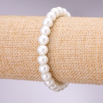 Pearl Bracelet (acrylic) white, 10 mm diameter, 18 cm length