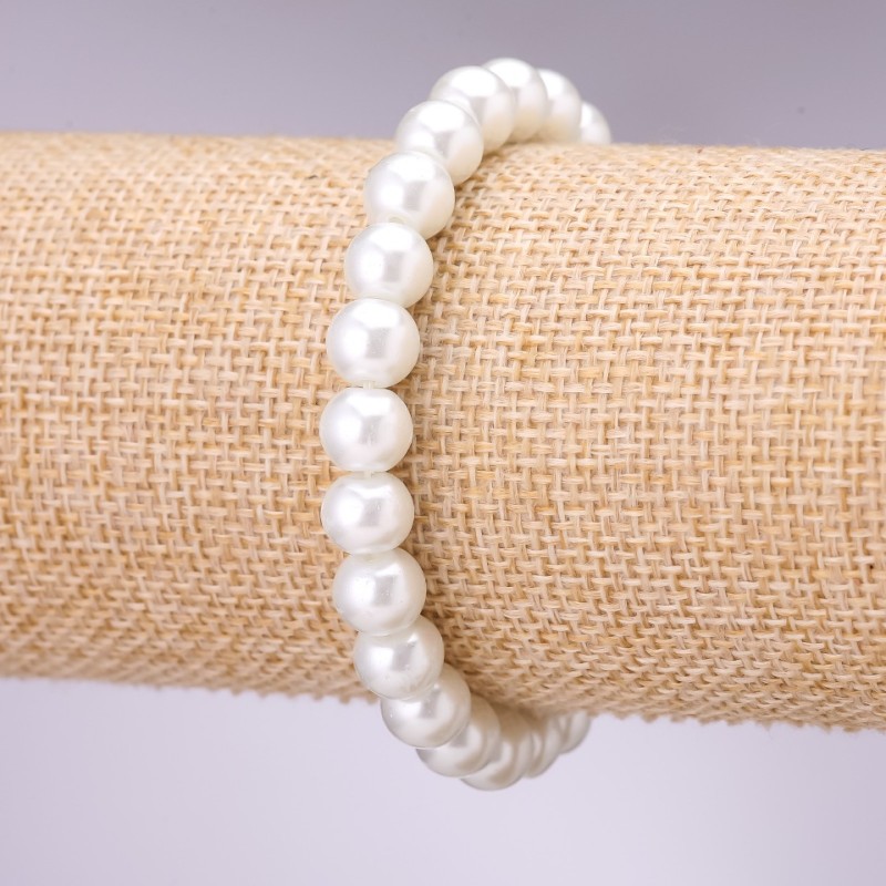 Pearl Bracelet (acrylic) white, 10 mm diameter, 18 cm length