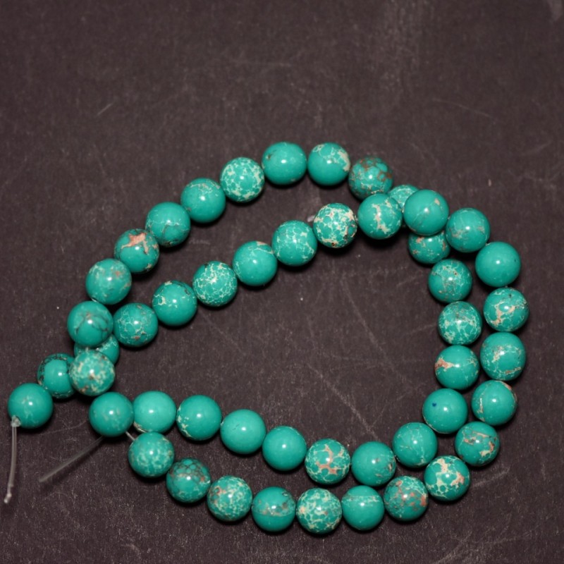 Beads Variscite (imit.) green smooth ball strand, diameter 8 mm, length 38 cm (+ -)