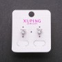 Xuping heart-shaped rhodium-plated stud earrings with white stones, 6×7 mm