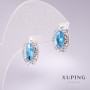 Xuping Earrings with Blue Stones 15x9mm Rhodium-Plated