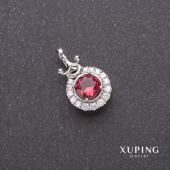 Xuping Crown Pendant with Raspberry-Green Stone 12x20mm Rhodium