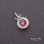 Xuping Crown Pendant with Raspberry-Green Stone 12x20mm Rhodium