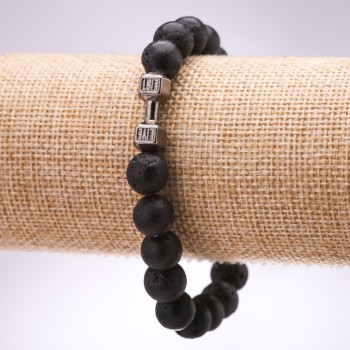 Lava Dumbbell Bracelet, 10 mm diameter, 18 cm length, on elastic